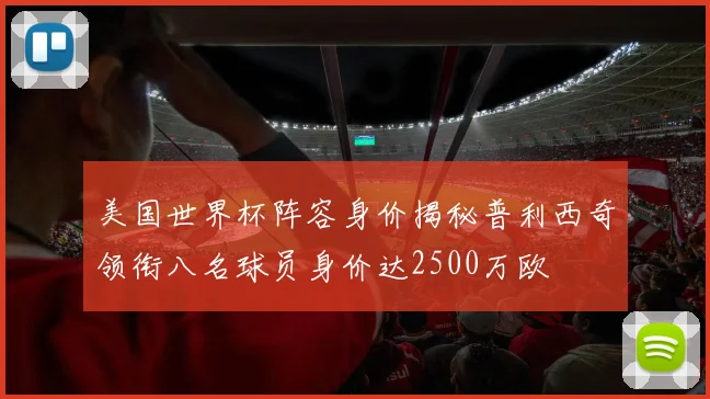 美国世界杯阵容身价揭秘普利西奇领衔八名球员身价达2500万欧